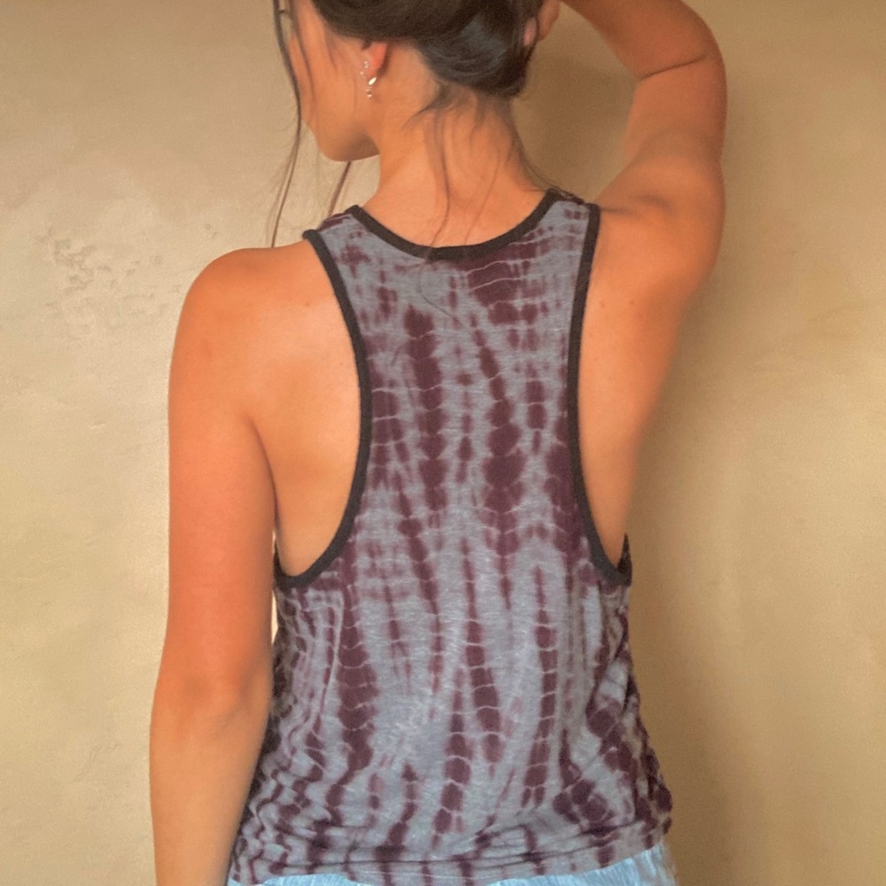 “Vibes” grey and purple tank